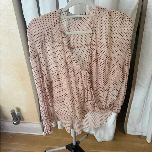 All Saints Pink Polka Dot Sheer Blouse - Picture 6 of 7